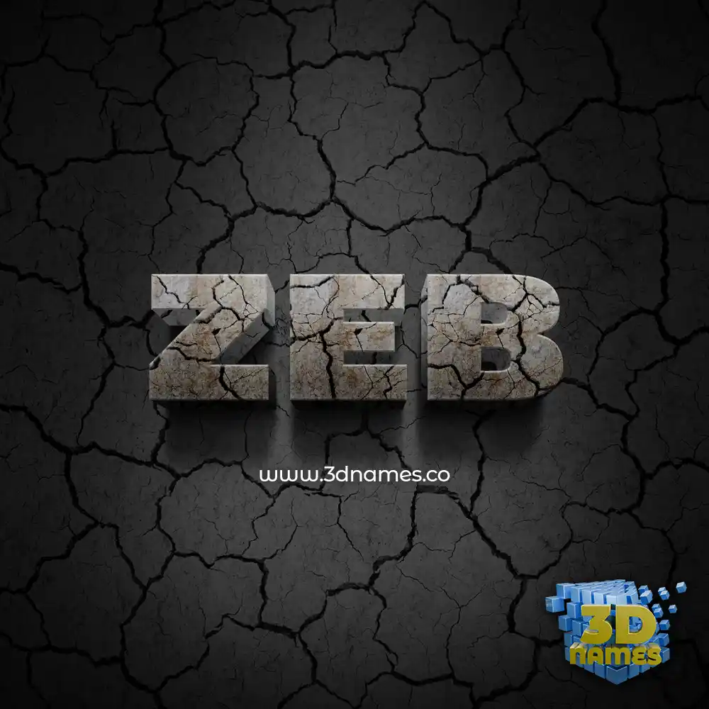 zeb in Cracked Stone style - 3D name wallpaper