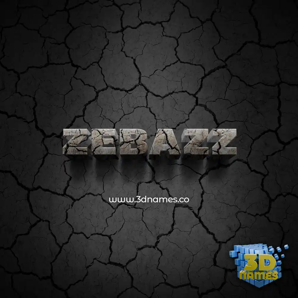 zebazz in Cracked Stone style - 3D name wallpaper