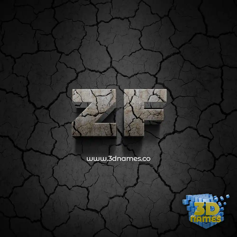 zf in Cracked Stone style - 3D name wallpaper