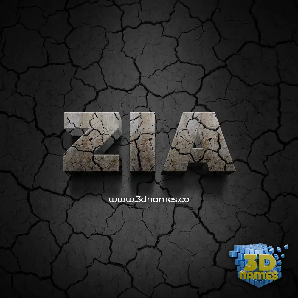 zia in Cracked Stone style - 3D name wallpaper