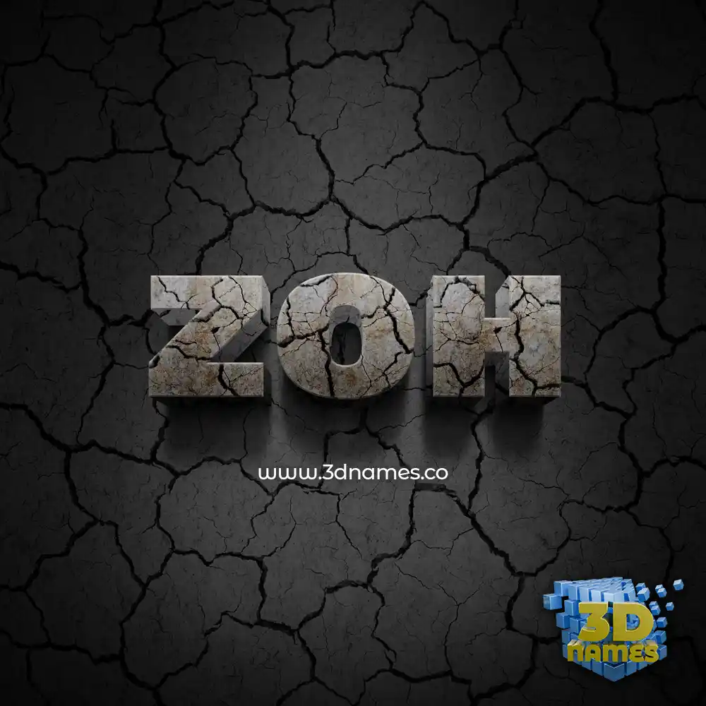 zoh in Cracked Stone style - 3D name wallpaper