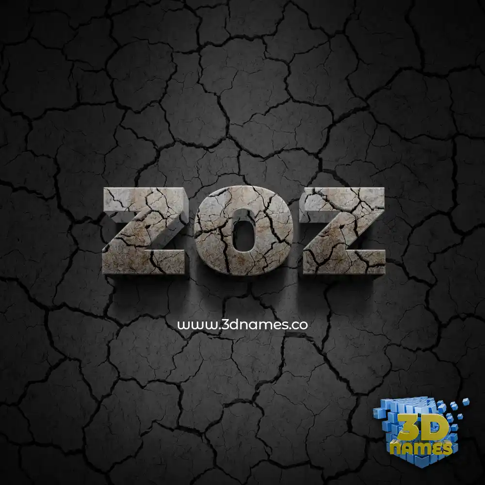 zoz in Cracked Stone style - 3D name wallpaper