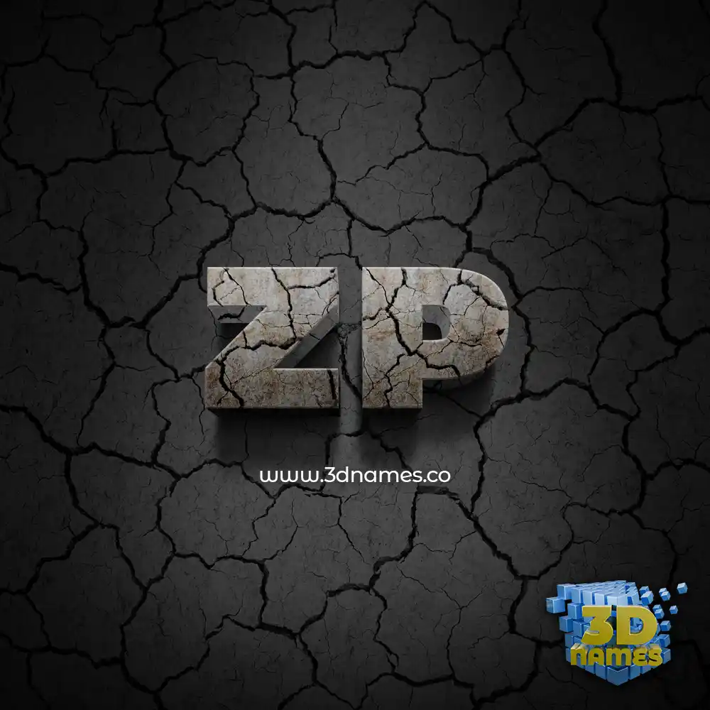 zp in Cracked Stone style - 3D name wallpaper