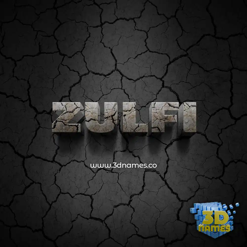 zulfi in Cracked Stone style - 3D name wallpaper