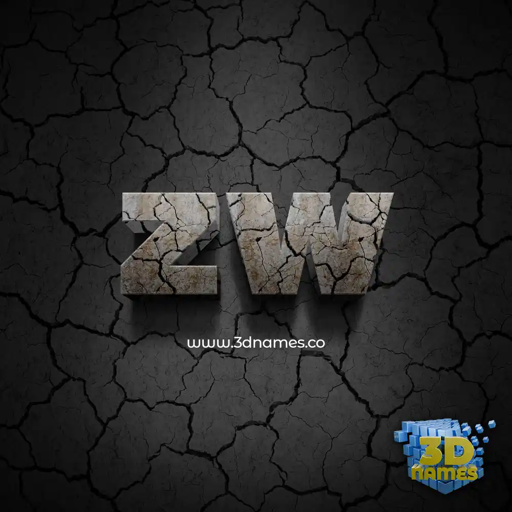 zw in Cracked Stone style - 3D name wallpaper