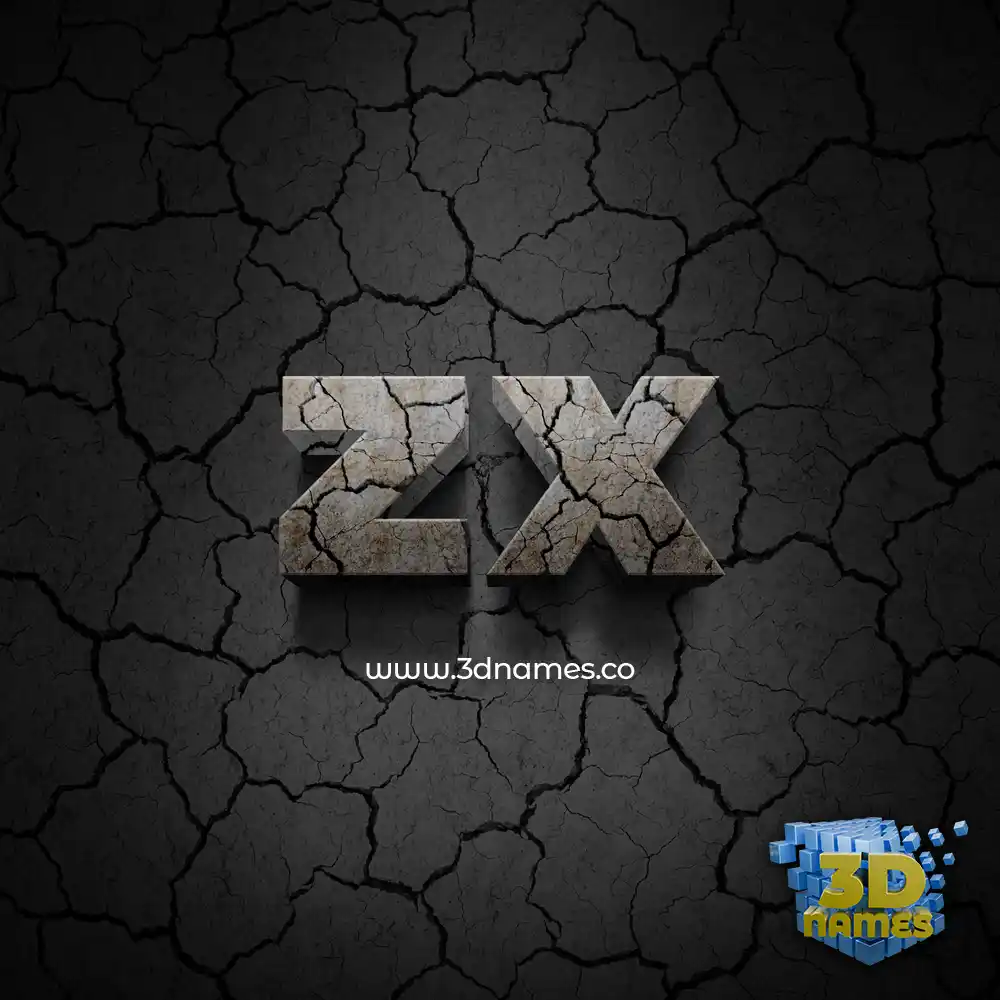 zx in Cracked Stone style - 3D name wallpaper