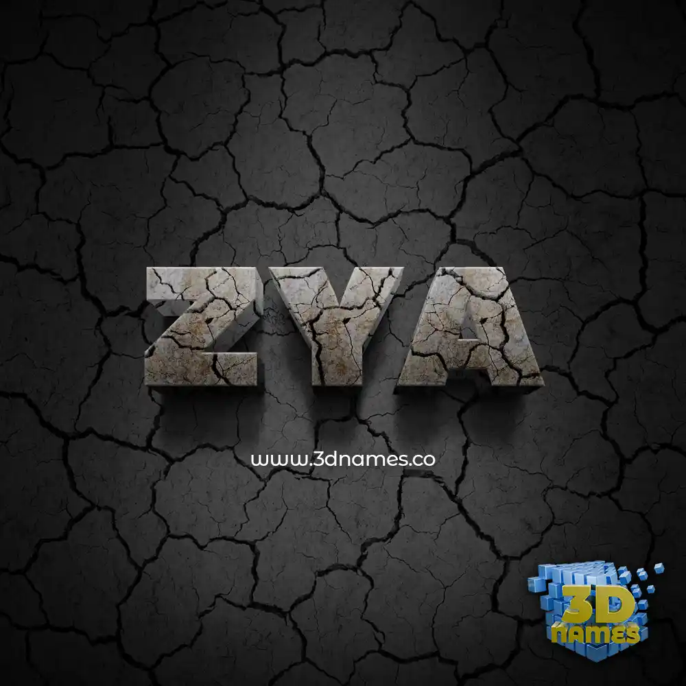 zya in Cracked Stone style - 3D name wallpaper