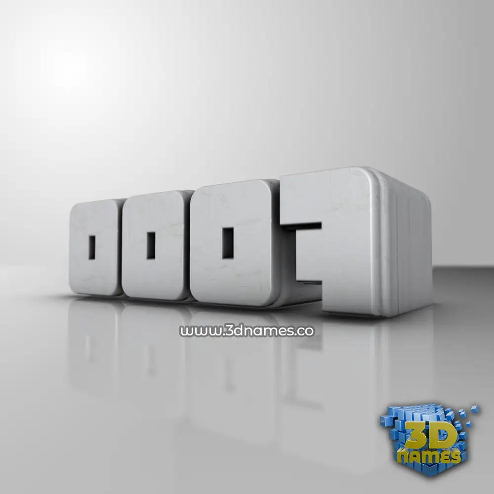0007 in White Metro style - 3D name wallpaper