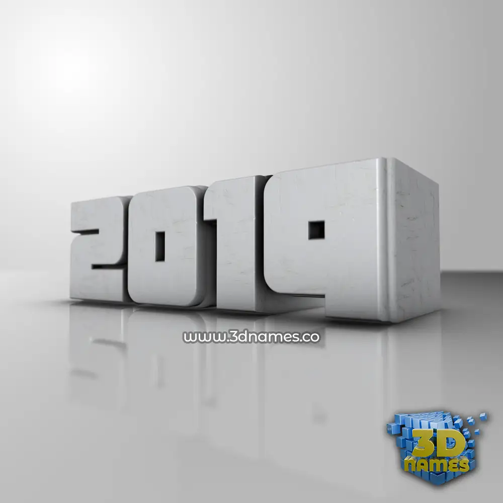 2019 in White Metro style - 3D name wallpaper