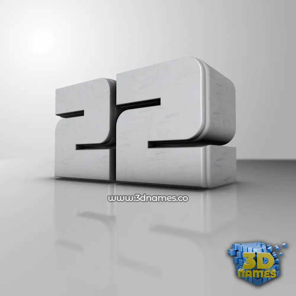 22 in White Metro style - 3D name wallpaper