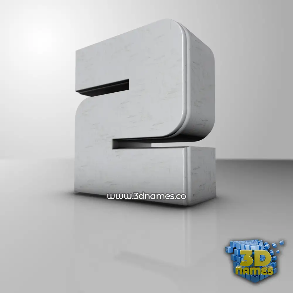 2 in White Metro style - 3D name wallpaper
