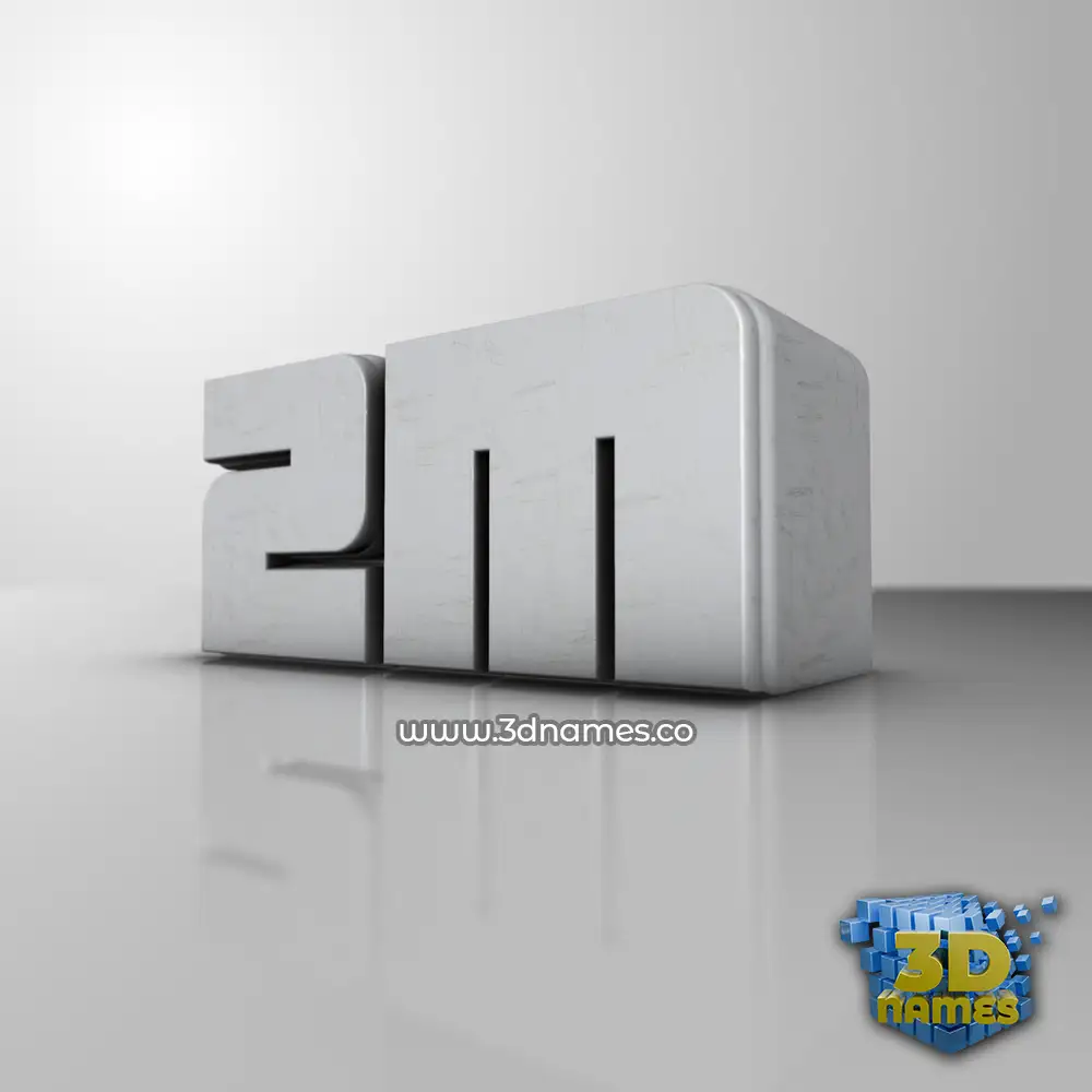 2m in White Metro style - 3D name wallpaper