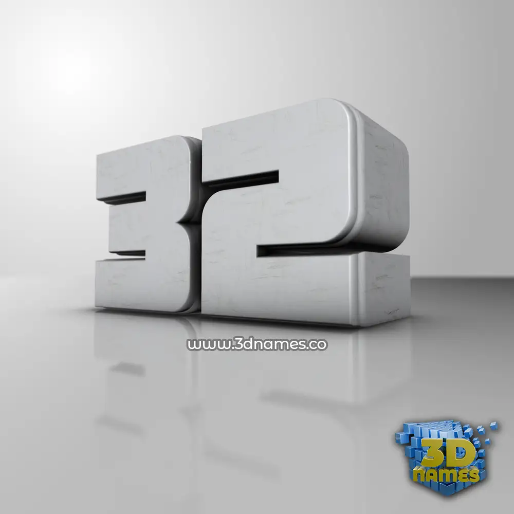 32 in White Metro style - 3D name wallpaper