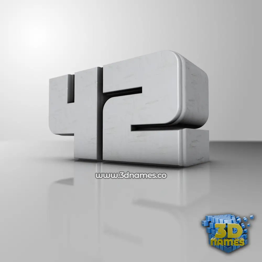 42 in White Metro style - 3D name wallpaper