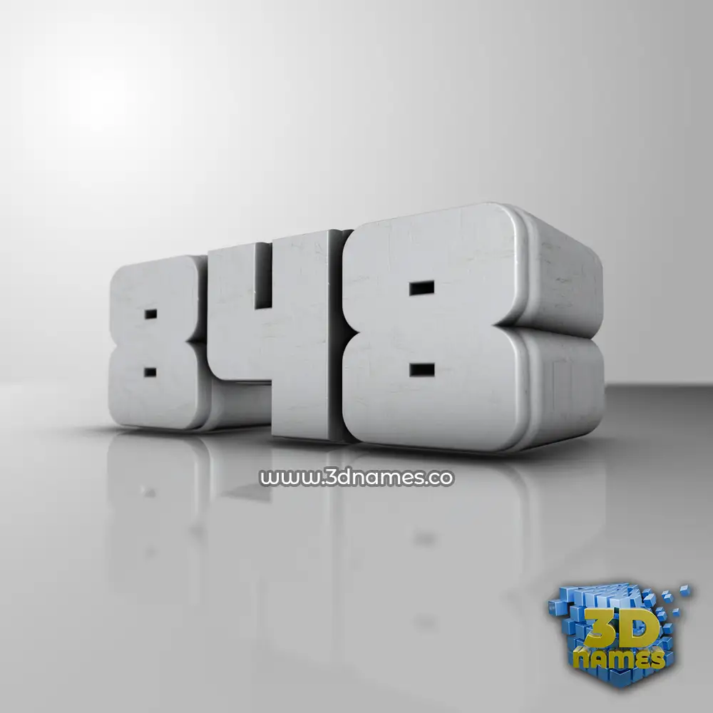 848 in White Metro style - 3D name wallpaper