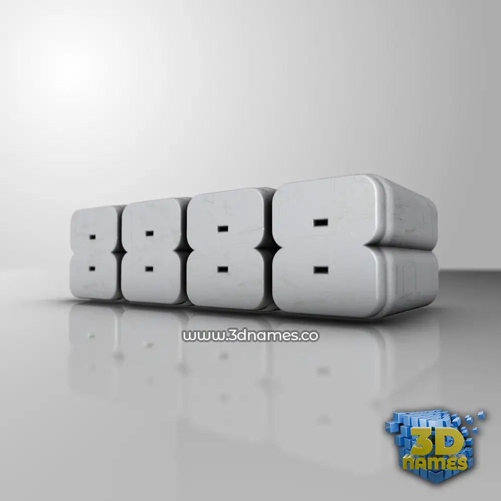 8888 in White Metro style - 3D name wallpaper