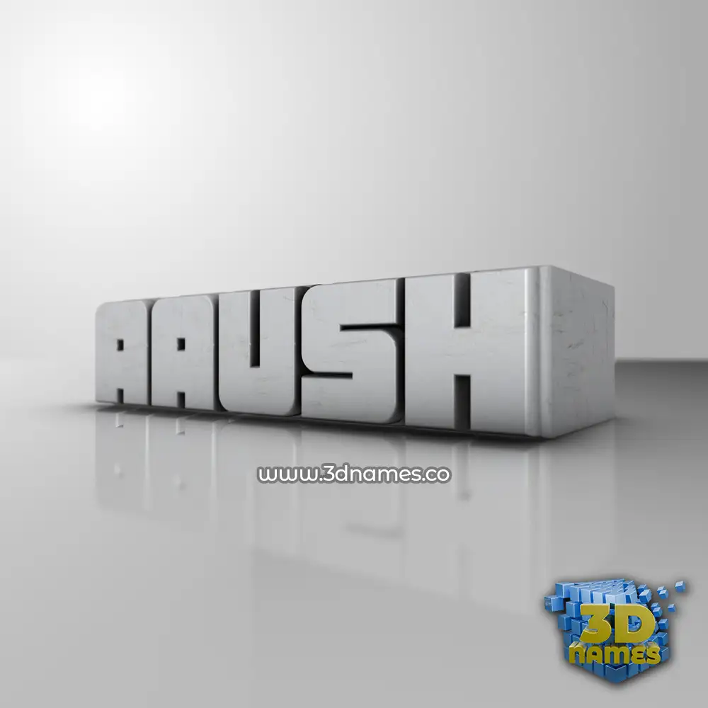 aaush in White Metro style - 3D name wallpaper