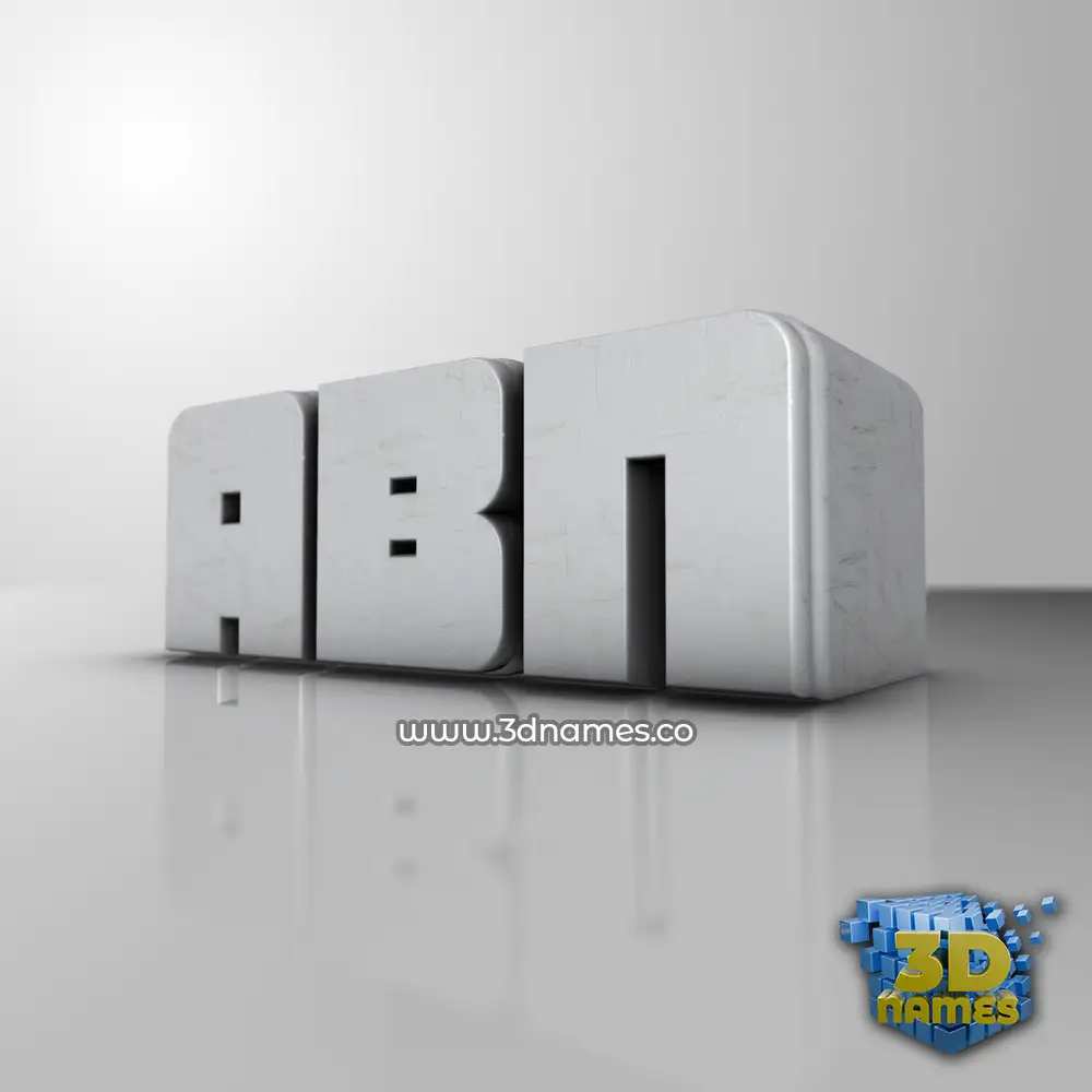 abn in White Metro style - 3D name wallpaper