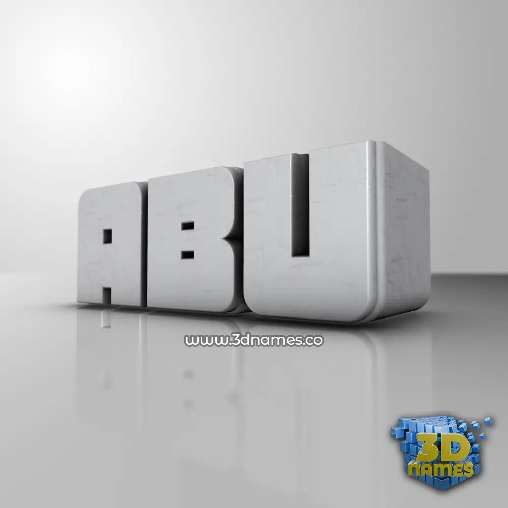 abu in White Metro style - 3D name wallpaper