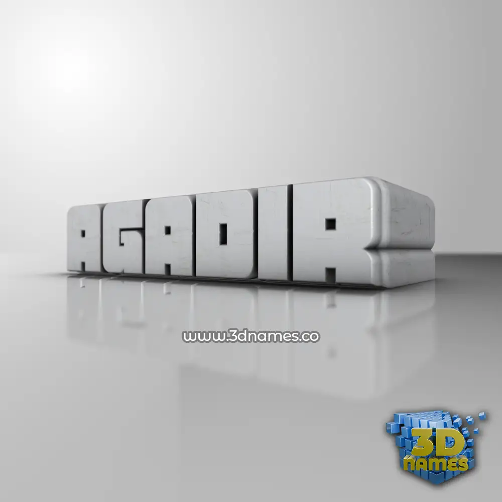 agadir in White Metro style - 3D name wallpaper