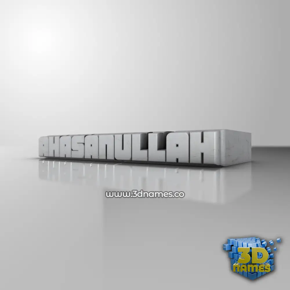 ahasanullah in White Metro style - 3D name wallpaper