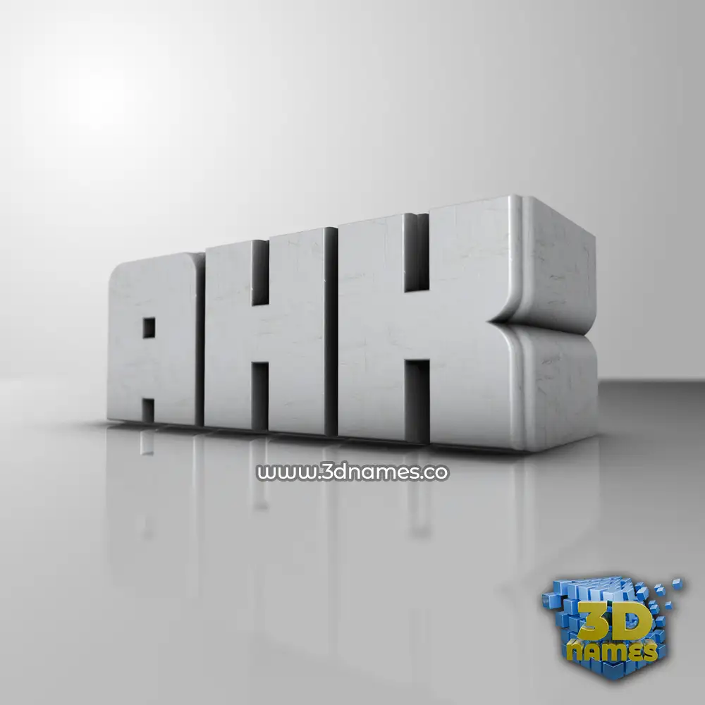 ahk in White Metro style - 3D name wallpaper