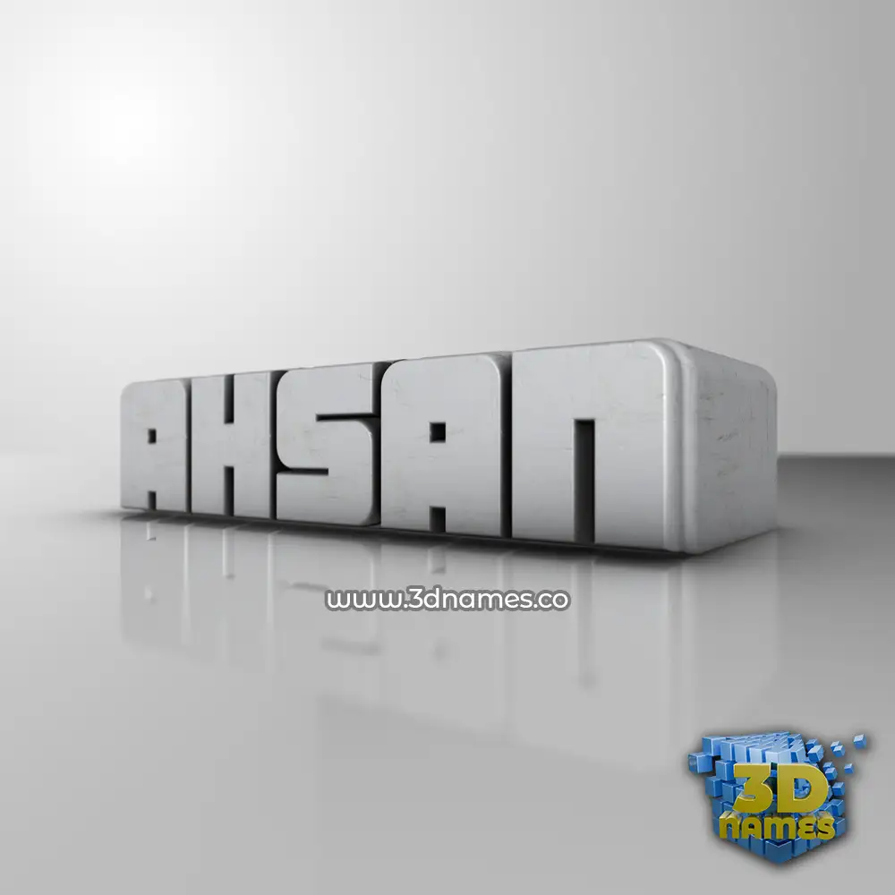ahsan in White Metro style - 3D name wallpaper