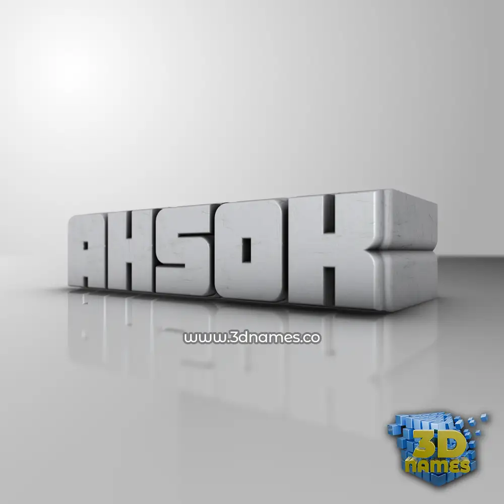 ahsok in White Metro style - 3D name wallpaper