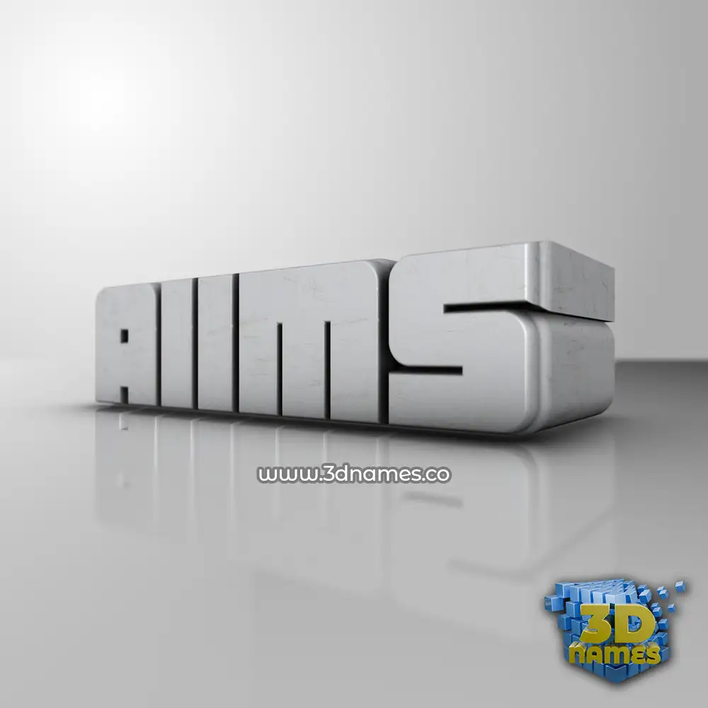aiims in White Metro style - 3D name wallpaper