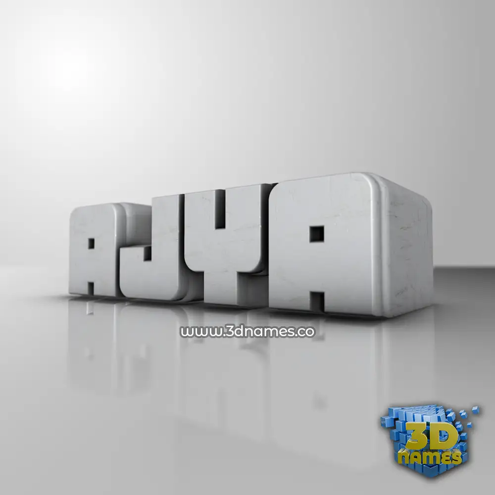 ajya in White Metro style - 3D name wallpaper