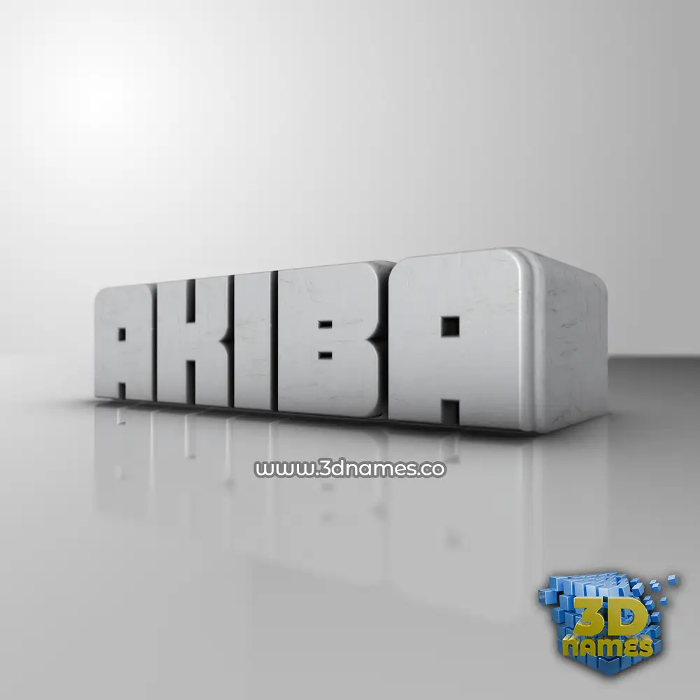 akiba in White Metro style - 3D name wallpaper
