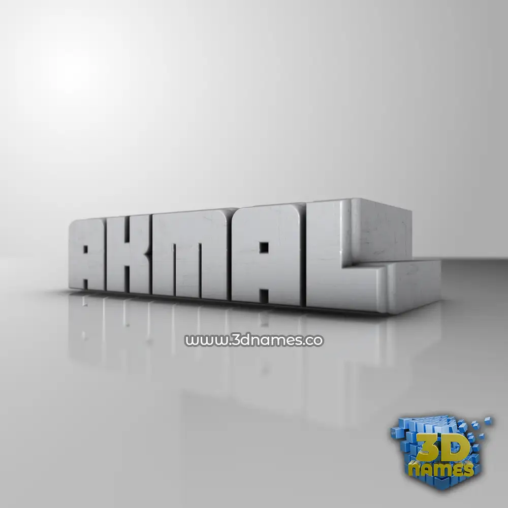 akmal in White Metro style - 3D name wallpaper