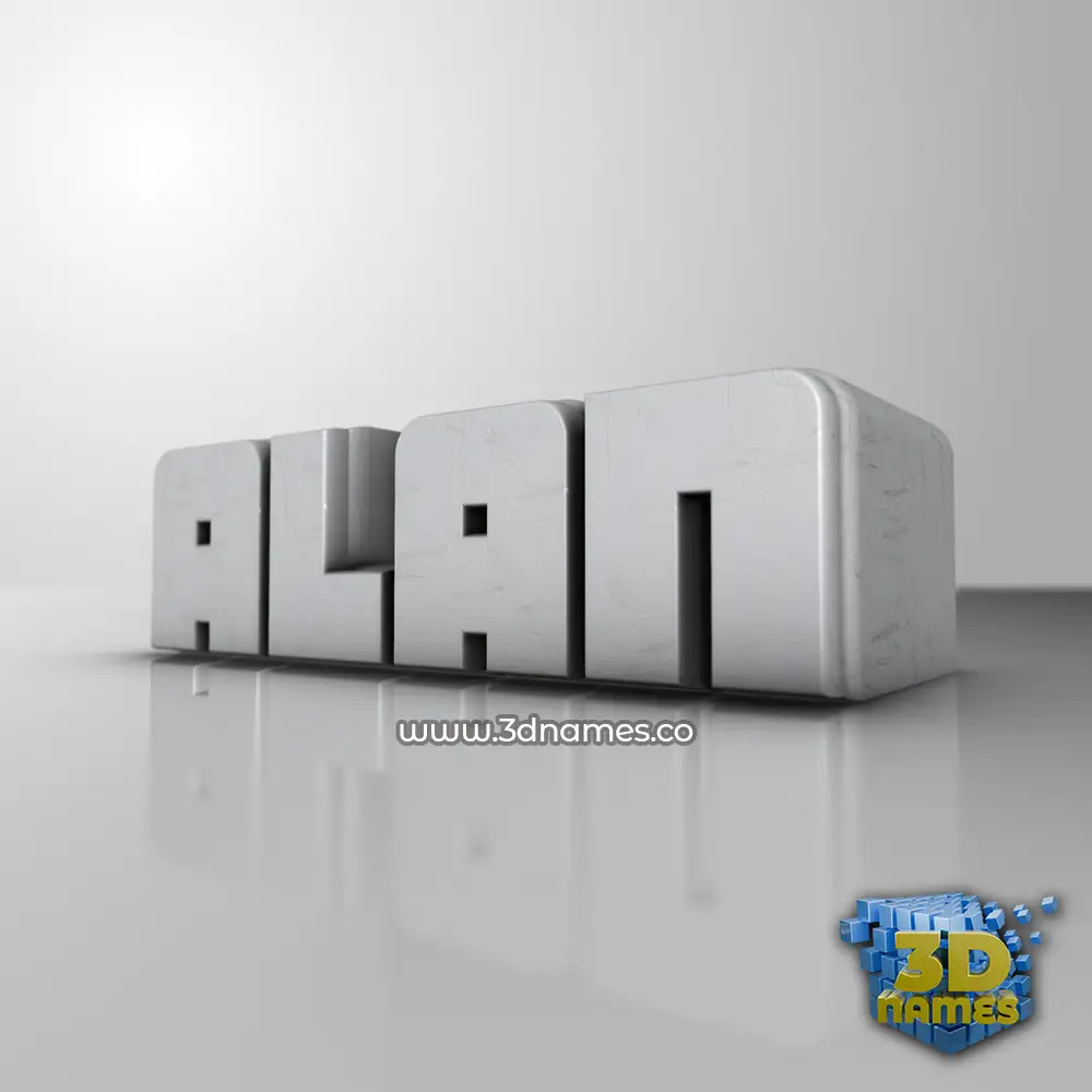 alan in White Metro style - 3D name wallpaper