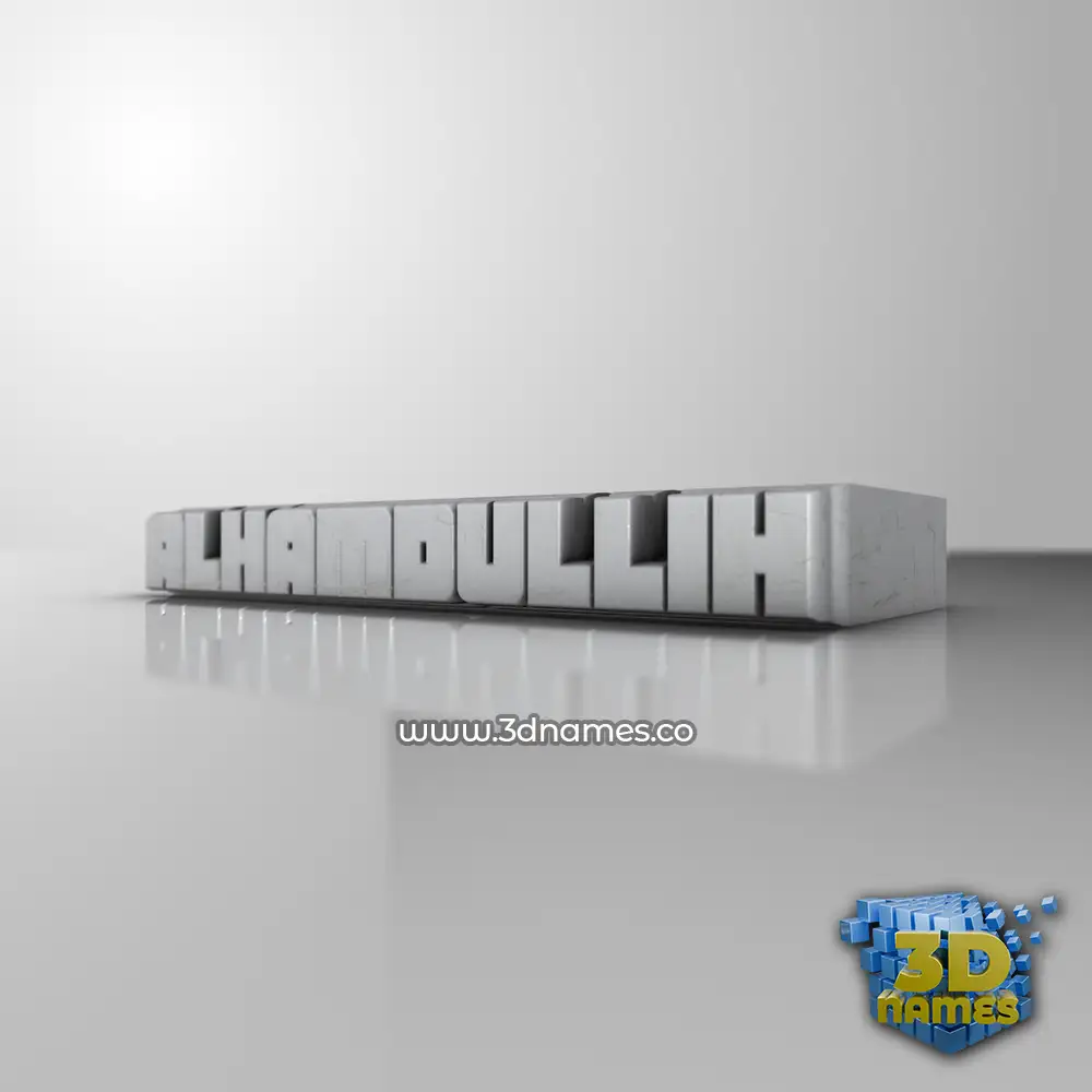 alhamdullih in White Metro style - 3D name wallpaper