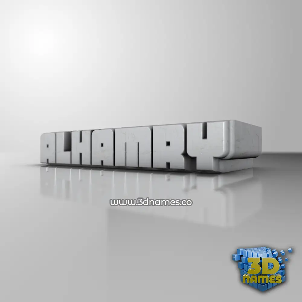 alhamry in White Metro style - 3D name wallpaper