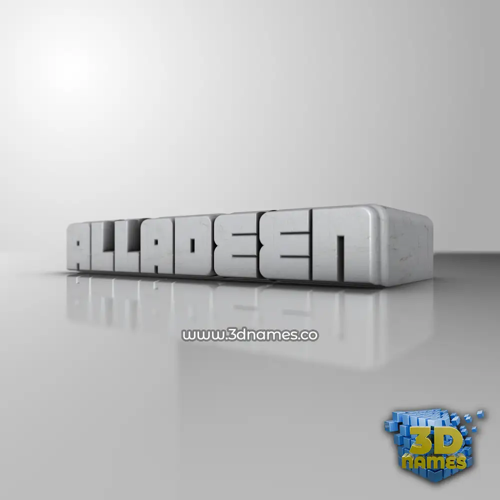 alladeen in White Metro style - 3D name wallpaper