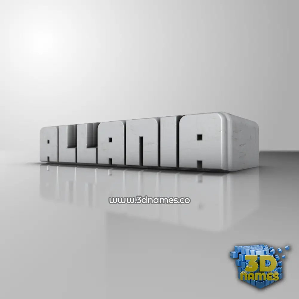 allania in White Metro style - 3D name wallpaper