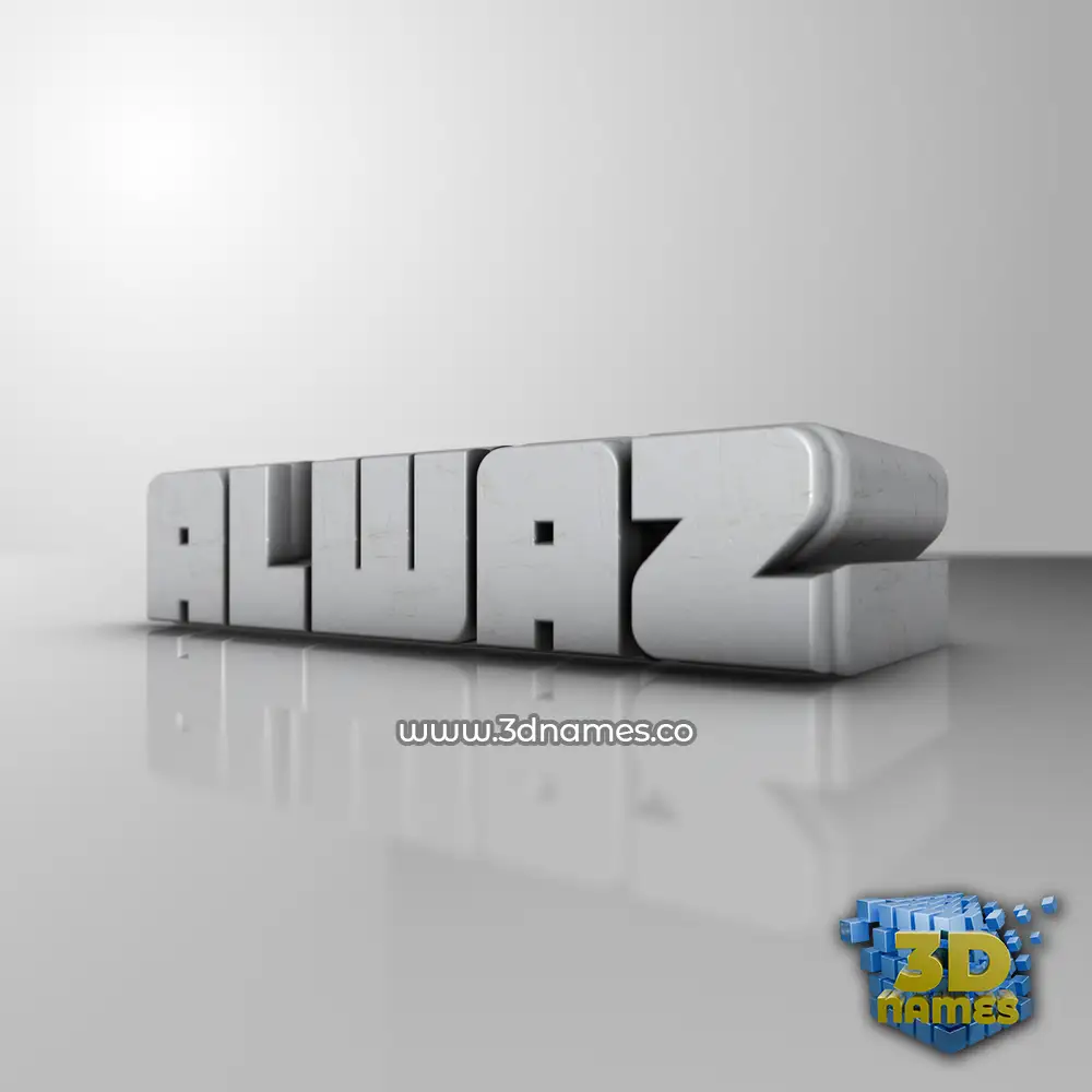 alwaz in White Metro style - 3D name wallpaper