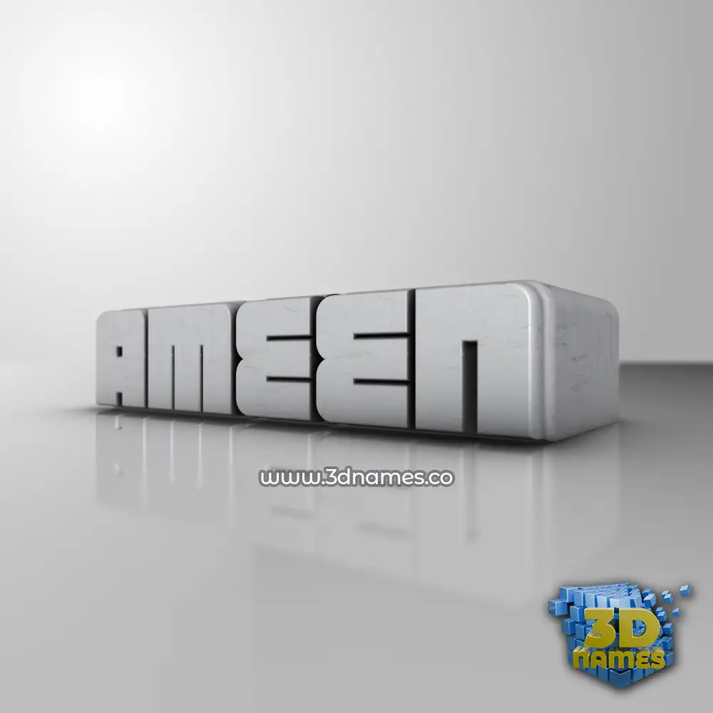 ameen in White Metro style - 3D name wallpaper