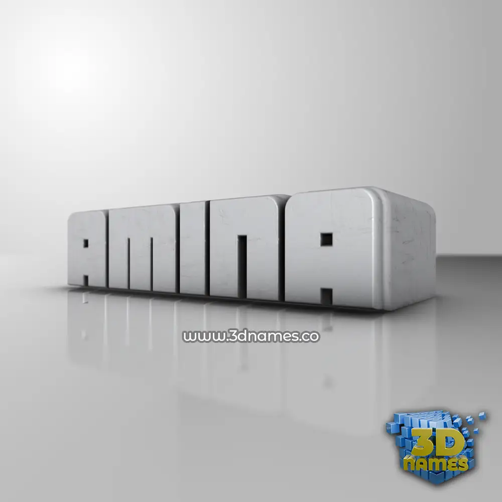 amina in White Metro style - 3D name wallpaper