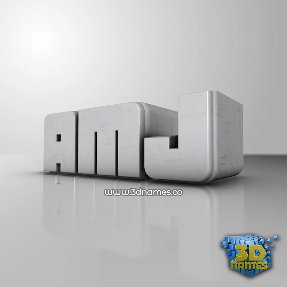 amj in White Metro style - 3D name wallpaper