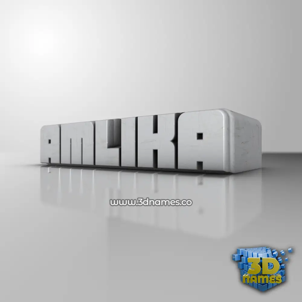 amlika in White Metro style - 3D name wallpaper