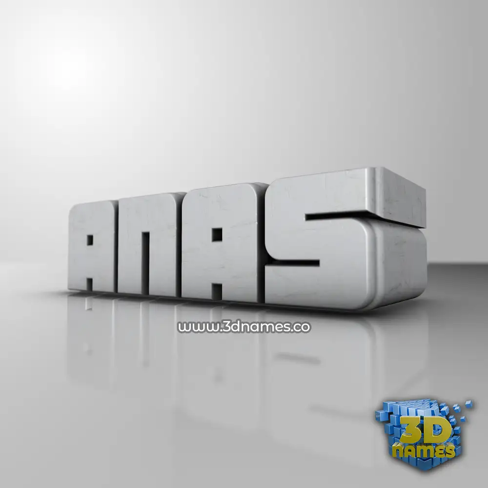 anas in White Metro style - 3D name wallpaper