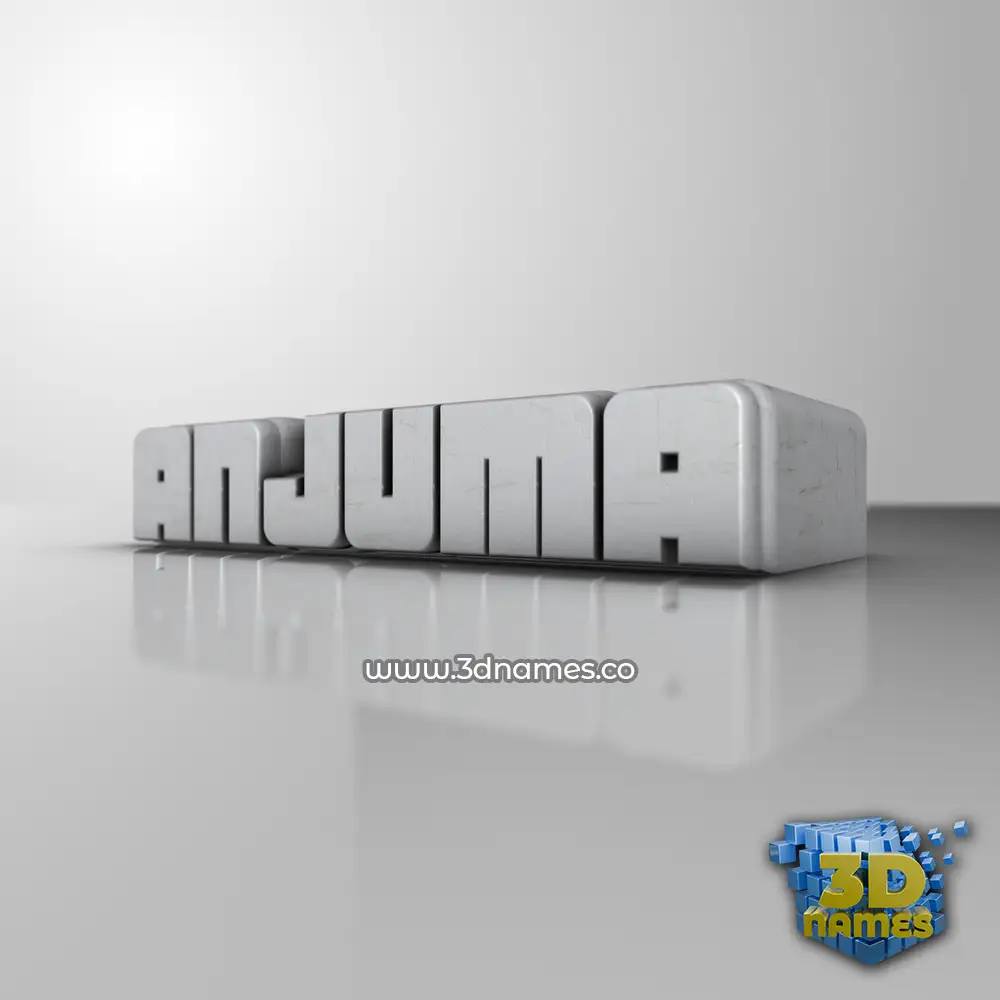 anjuma in White Metro style - 3D name wallpaper