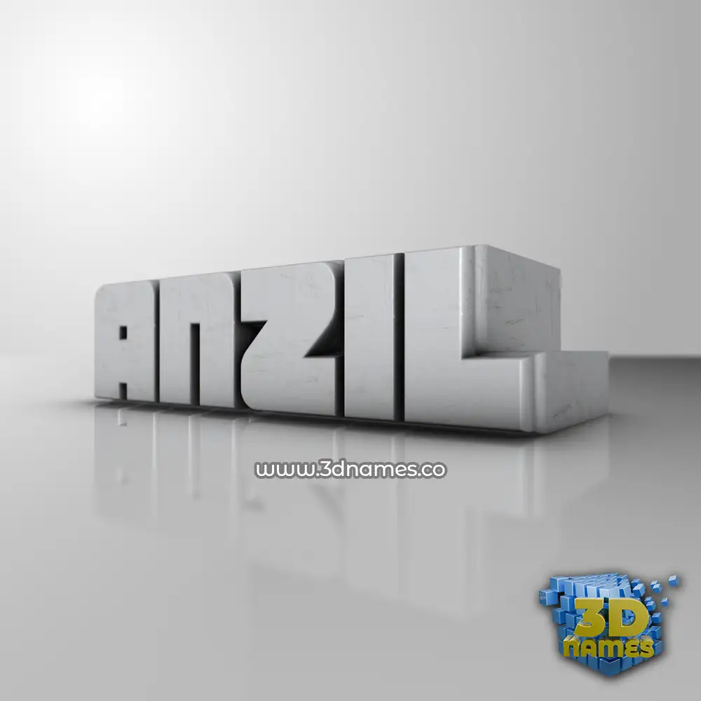 anzil in White Metro style - 3D name wallpaper