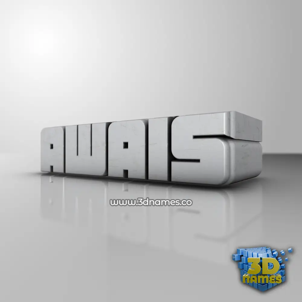 awais in White Metro style - 3D name wallpaper