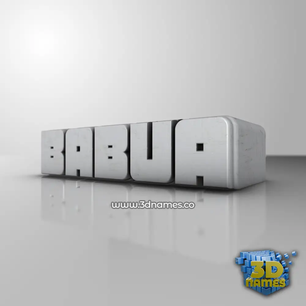 babua in White Metro style - 3D name wallpaper