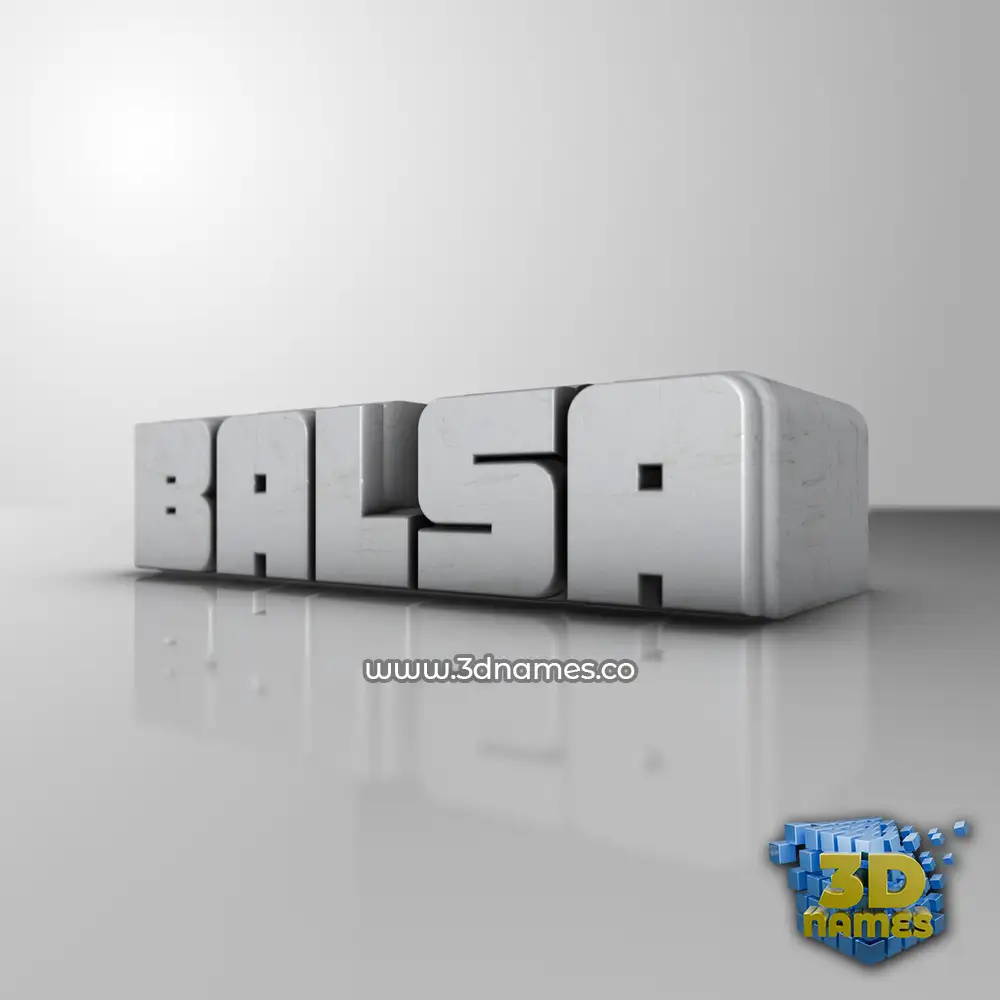balsa in White Metro style - 3D name wallpaper