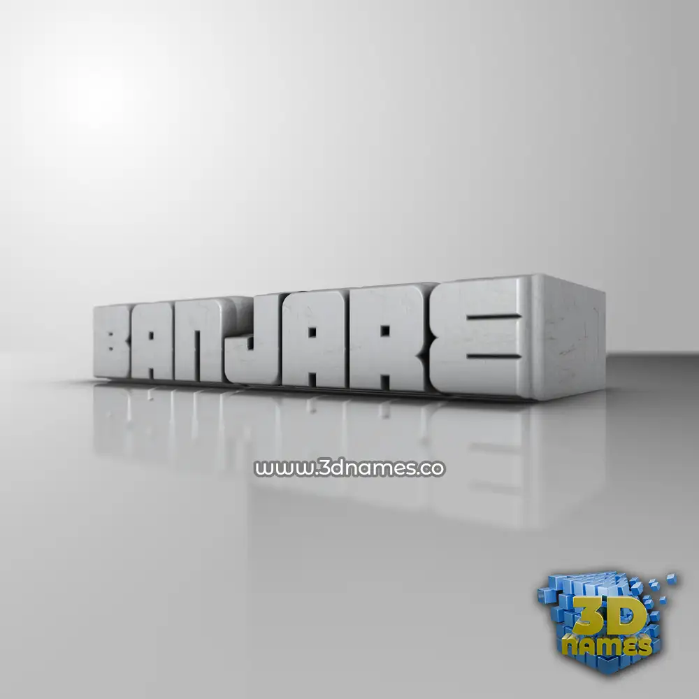 banjare in White Metro style - 3D name wallpaper