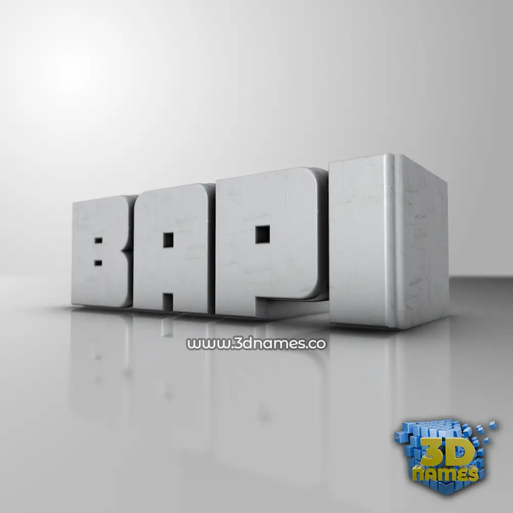 bapi in White Metro style - 3D name wallpaper